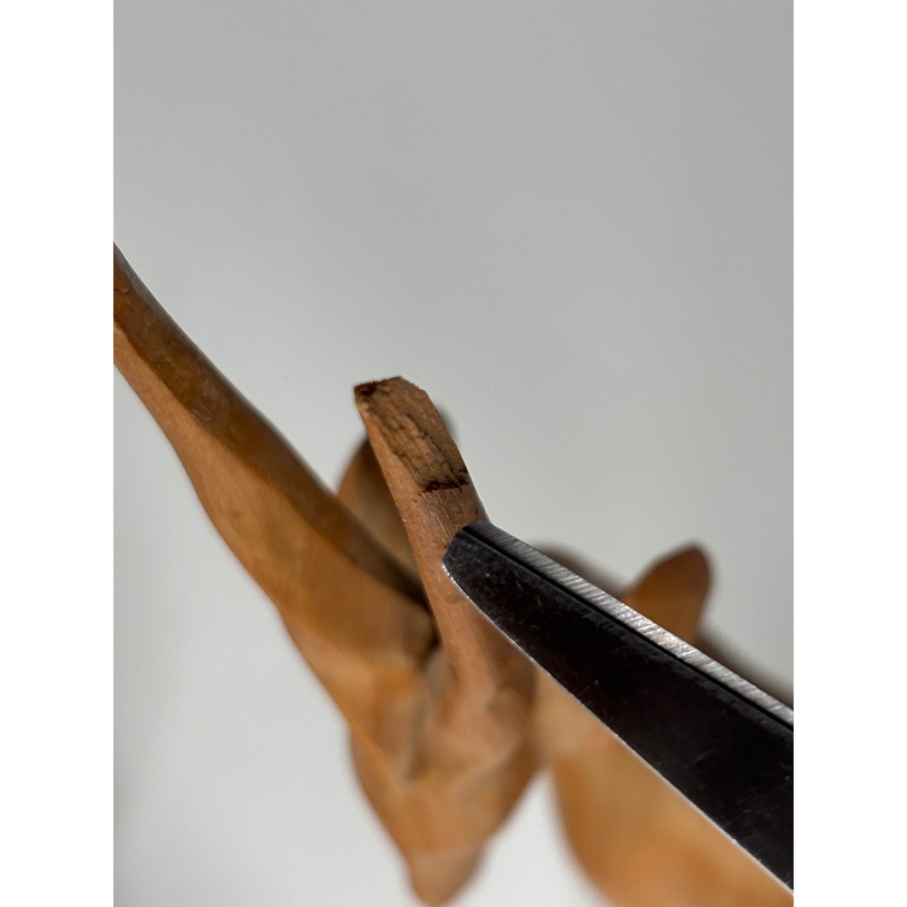 Gazelle Figurines Set of 2 Brown‎ Wood Hand Carved Vintage Pair AS IS - Picture 15 of 16